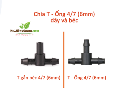 Chia T nối ống 4.7mm và gắn đầu béc phun sương các loại